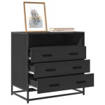 Commode - noir - 70x41x70 cm - 3 tiroirs - style industriel