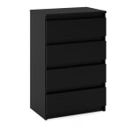 Commode noire 60 cm meuble tv 4 tiroirs buffet pour salon