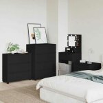 Commode noire vidaxl 80 x 31 x 81 cm en bois ding�nierie ? meuble de chambre scandinave avec tiroirs