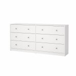 Commode oregon 6 tiroirs - d�cor blanc - l 143 x p 31 x h 68 cm