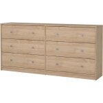 Commode oregon 6 tiroirs - d�cor ch�ne - l 143 x p 30 x h 68 cm