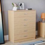 Commode pin riano avec 5 tiroirs poign�es et glissi�res en m�tal ? meuble de chambre � coucher