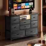 Commode de rangement - promiracal - 8 tiroirs - prises intgres - led - noir