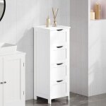 Commode salle de bain woltu - armoire rangement 4 tiroirs - 30x30x82cm - blanc w0itt5204