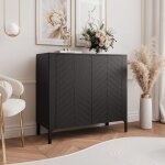 Commode salon 103 cm lorien - commode chambre - 103x40x95 cm - 2 portes - noir