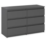 Commode de salon meuble tv 100 cm 6 tiroirs gris mat