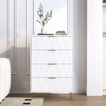 Commode blanche  4 tiroirs somubi commode en forme de losange plaqu blanc buffet table de chevet 603490 ...