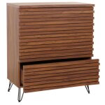 Commode - dcoshop26 - 3 tiroirs - bois massif manguier - mtal - 94x80x45 cm