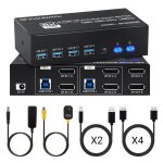 Commutateur kvm switch 2 pc 2 �crans displayport 8k 60hz usb 3. 0