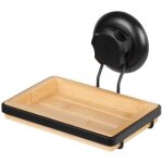 Compactor porte savon - ponge  ventouse cie europe - bambou - noir mat