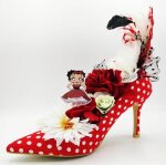 Composition florale rose en soie et fleur de savon avec ou sans photo betty boop Composition florale rose en soie et fleur de savon avec ou sans photo betty boop