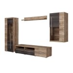 Composition murale brazza ? meuble tv vitrines et �tag�re ? noyer satin design