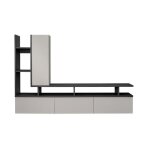 Composition murale cronos ? meuble tv et rangements suspendus ? ch�ne graphite et cashmere