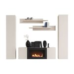 Composition murale fly cachemire avec chemin�e bio - �thanol et rangements