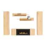 Composition murale fly ? ch�ne clair ? meuble tv vitrines �tag�res ? chemin�e bio - �thanol int�gr�e