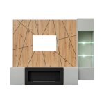 Composition murale ixar gomtrique ? meuble tv vitrine suspendue panneaux muraux et chemine bio - thanol ...