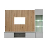 Composition murale ixar ? meuble tv et vitrine suspendue ? avec led