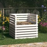 Composteur - vidaxl - bois massif de pin - blanc - 80x80x78 cm