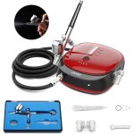 Compresseur arographe - woodours - rouge - batterie 1000 mah - pression rglable 2 - 15 psi