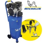 Compresseur dair vertical silencieux michelin mvx50 - 1 silent ? 50 l ? 1 cv + kit accessoires Compresseur dair vertical silencieux michelin mvx50 - 1 silent ? 50 l ? 1 cv + kit accessoires
