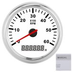 Compte - tours 6�000�ram �cran lcd r�tro�clair� rouge 85�mm �tanche 12 / 24�v pour voiture bateau yacht ...