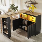 Comptoir de bar extensible moderne avec espace de rangement �lot de cuisine 135 / 205�39�100 cm �quip� ...