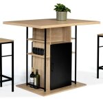 Comptoir bar ilot central meuble industriel avec rangements 110cm imitation htre salon salle manger
