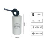 Condensateur cbb60 16uf 450v 50 / 60hz condensateur de dmarrage moteur lectrique dmarrage compresseur ...