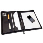 Confrencier a4 - monolith - simili cuir - noir - fermeture zippe - multi compartiments