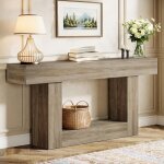 Console � 2 niveaux avec pi�tement en u - 160 x 30 x 82 cm - table dentr�e - table en bois - pour salon ...