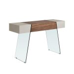 Console - angel cerda - bois de noyer et pitement en verre tremp - 1 tiroir - marron et blanc - l 120 ...