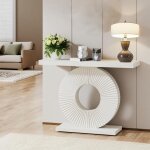 Console avec base ronde 100 x 30 x 79 cm pour salon couloir chambre blanche