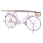 Console - non spcifi - 180 x 41 x 94 cm - rose clair - fer et bois de manguier - meuble lgant
