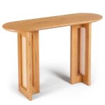 Console avec cannage 40x120cm bohemia ch�ne clair et rotin