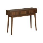 Console dcor bois de noyer - sweeek - linear - 2 tiroirs - bois fonc - blanc - 100 cm - scandinave ...