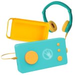 Console educative - lunii - ma fabrique  histoires - casque audio vert - coque jaune - 24 histoires