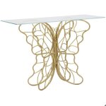 Console en métal et verre butterfly 110 x 40 x 76 cm Console en métal et verre butterfly 110 x 40 x 76 cm