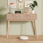 Table console - 100x35x80 cm - 2 tiroirs - bois - style scandinave