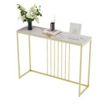 Console meuble entr�e en marbre - table console blanche meuble d?entr�e bout de canap� dor� pour couloir ...
