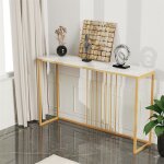 Console meuble entre en marbre - table console scandinave blanc - table d?entre pour couloir salon ...