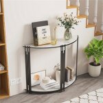 Console meuble en marbre - 100x30x78cm table console scandinave blanche demi ronde meuble d?entre pour ...
