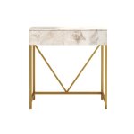 Console avec miroir rebecca mobili lycium 72x75x40 panneau de particules fer blanc dor moderne