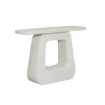 Console pied central en bois effet b�ton blanc dana�