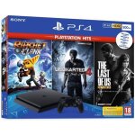 Console ps4 slim 500go noire - sony - uncharted - ratchet & clank - the last of us remastered
