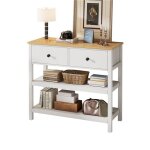 Console r�tro console �troite en bois console avec tiroirs et �tag�res ouvertes pour couloir entr�e et ...