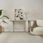 Console de salon blanche effet laqu - pieds en v marfa