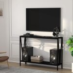 Console - salutmeuble - meuble d?entre - bois massif - noir - 109x25x76cm