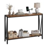 Console table 2 - tier entrance table behind sofa table industrial stylemarron rustique et noir Console table 2 - tier entrance table behind sofa table industrial stylemarron rustique et noir