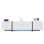 Console tv minimaliste meuble tv moderne en bois avec 3 portes et 1 tiroir design �pur� en noir et blanc ...