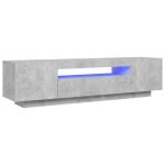 Console tv vent - flash - banc tv meuble tv - avec lumi�res led gris b�ton 160x35x40 cm - meuble de salon?4240 ...